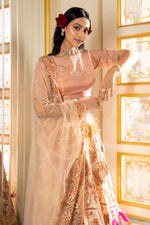 Load image into Gallery viewer, Pure Silk Crop Top Mono Work Lehenga With Dupatta

