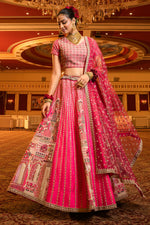 Load image into Gallery viewer, Designer Crop Top Silk Pearl Mirror Sequins Threads Mix Work Lehenga
